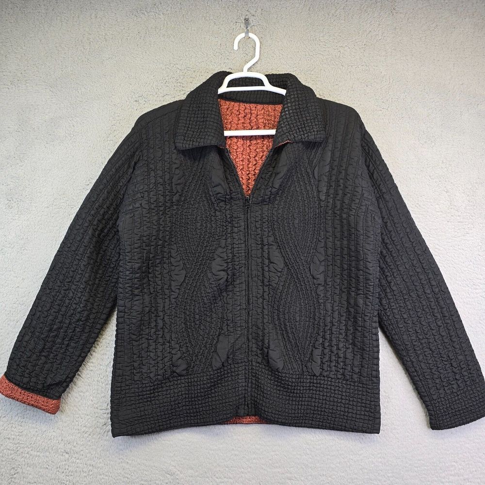 Vintage‎ Beverly Hills Leather Club Reversible Jacket Womens Size Large Crinkle